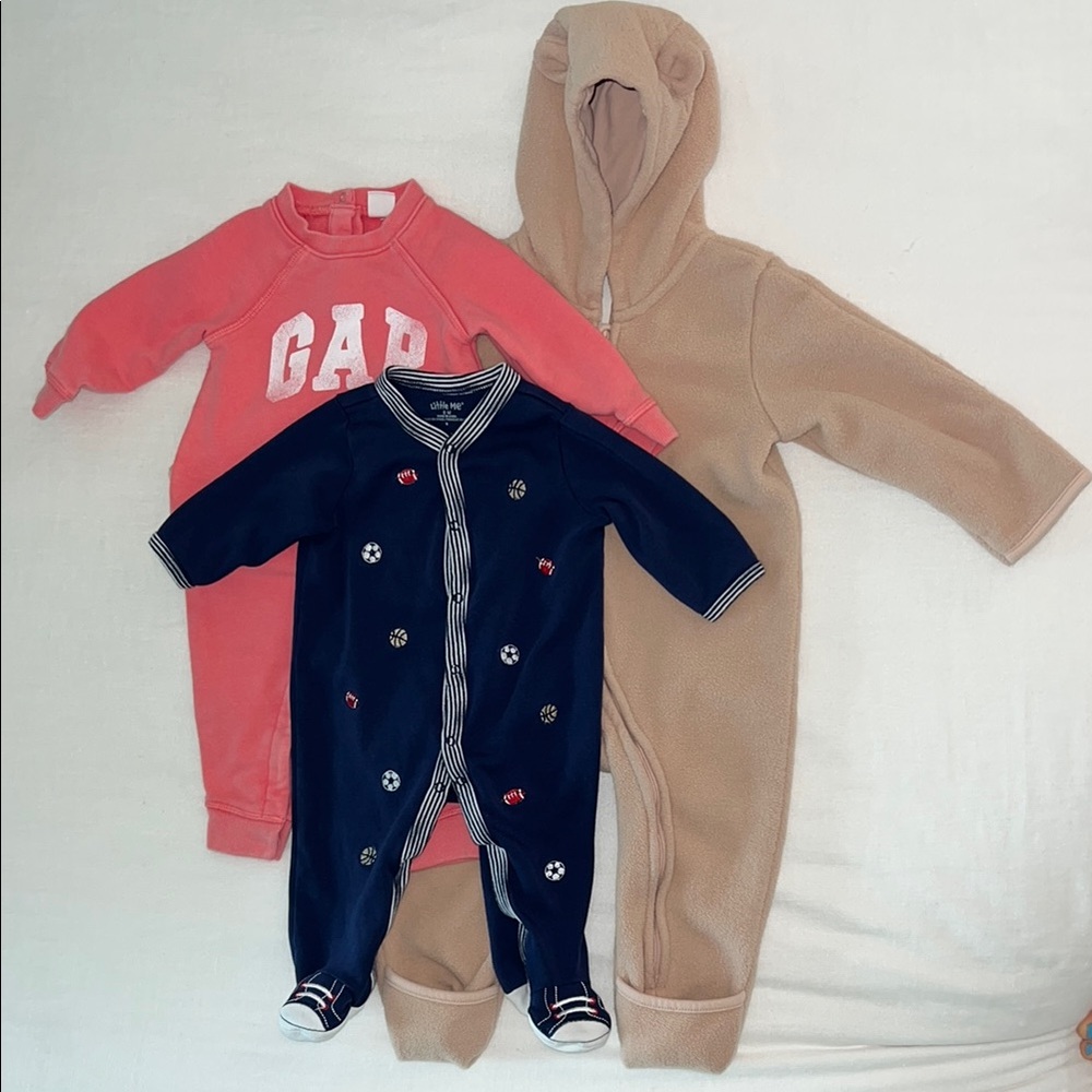 Bundle of Baby GAP (3-6M), H&M (9M), and Little Me (6M) Kids jumpsuits